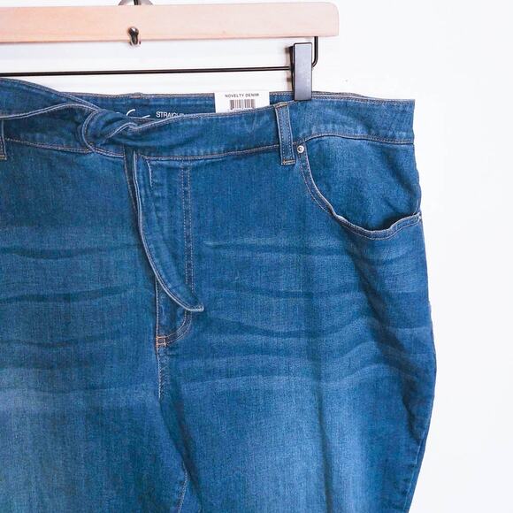 INC International Concepts NWT Tie Waist Raw Hem Straight Leg Cropped Jeans 22W - Picture 4 of 9